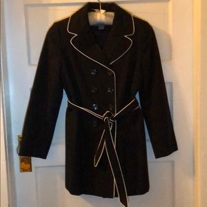 Navy Ann Taylor Petite Medium Trench Coat Jacket